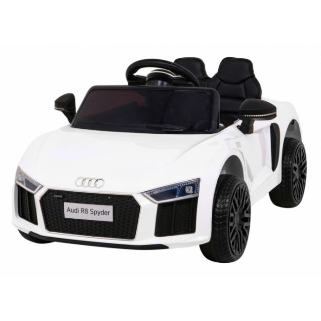 Masinuta electrica cu telecomanda audi r8, roti eva, scaun tapitat, 98x59x43 cm, putere 70w - alb edeedipa.hl1818.bia