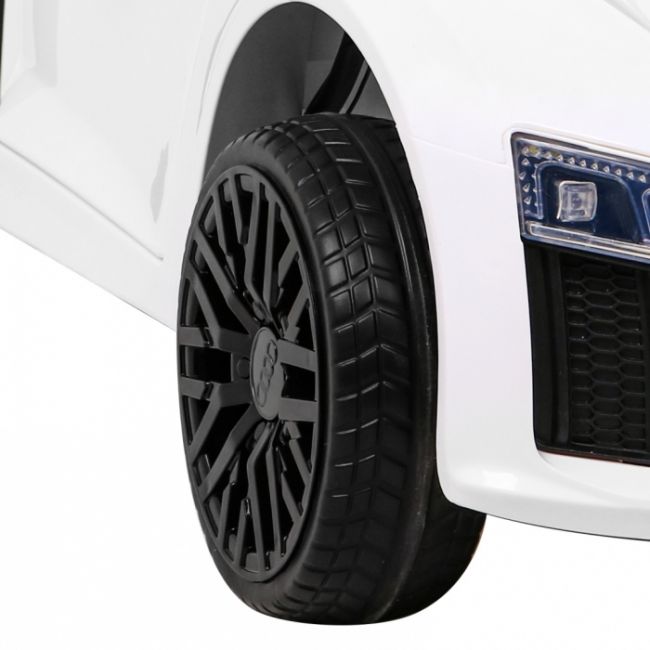 Masinuta electrica cu telecomanda audi r8, roti eva, scaun tapitat, 98x59x43 cm, putere 70w - alb edeedipa.hl1818.bia