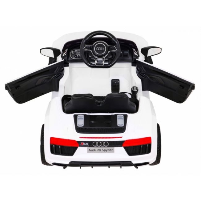 Masinuta electrica cu telecomanda audi r8, roti eva, scaun tapitat, 98x59x43 cm, putere 70w - alb edeedipa.hl1818.bia