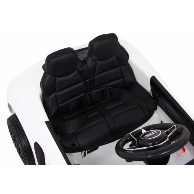 Masinuta electrica cu telecomanda audi r8, roti eva, scaun tapitat, 98x59x43 cm, putere 70w - alb edeedipa.hl1818.bia