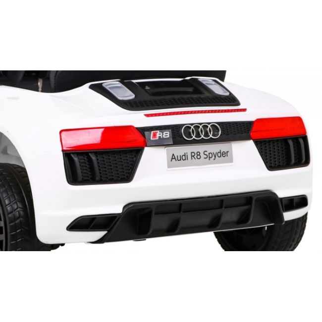 Masinuta electrica cu telecomanda audi r8, roti eva, scaun tapitat, 98x59x43 cm, putere 70w - alb edeedipa.hl1818.bia