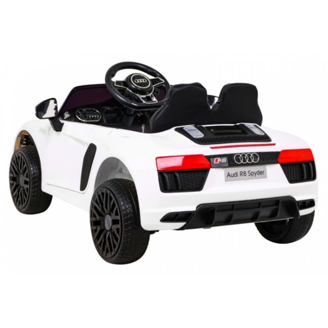 Masinuta electrica cu telecomanda audi r8, roti eva, scaun tapitat, 98x59x43 cm, putere 70w - alb edeedipa.hl1818.bia