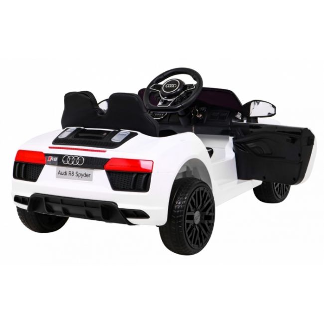 Masinuta electrica cu telecomanda audi r8, roti eva, scaun tapitat, 98x59x43 cm, putere 70w - alb edeedipa.hl1818.bia