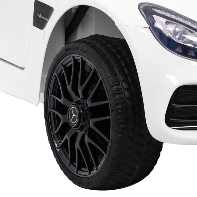 Masinuta electrica cu telecomanda mercedes benz gt, roti eva, scaun tapitat, 108x68x48 cm, putere 70w - alb edeedipa.hl-2588.bia