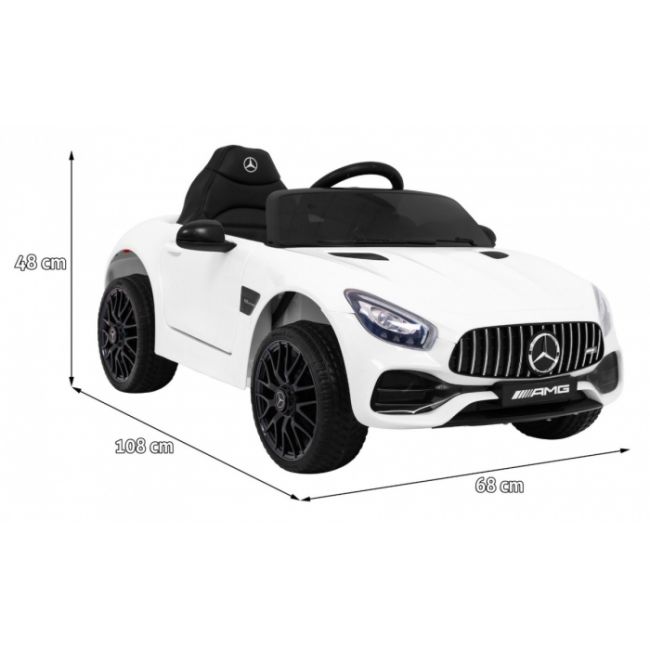 Masinuta electrica cu telecomanda mercedes benz gt, roti eva, scaun tapitat, 108x68x48 cm, putere 70w - alb edeedipa.hl-2588.bia