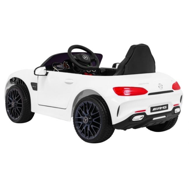 Masinuta electrica cu telecomanda mercedes benz gt, roti eva, scaun tapitat, 108x68x48 cm, putere 70w - alb edeedipa.hl-2588.bia