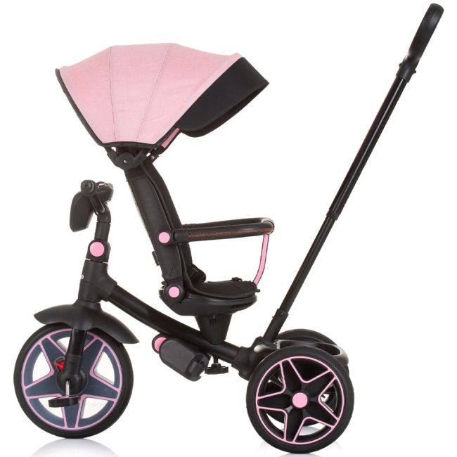 Tricicleta cu copertina si sezut reversibil chipolino derby flamingo hubtrkdr02404fl