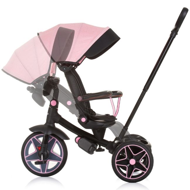 Tricicleta cu copertina si sezut reversibil chipolino derby flamingo hubtrkdr02404fl