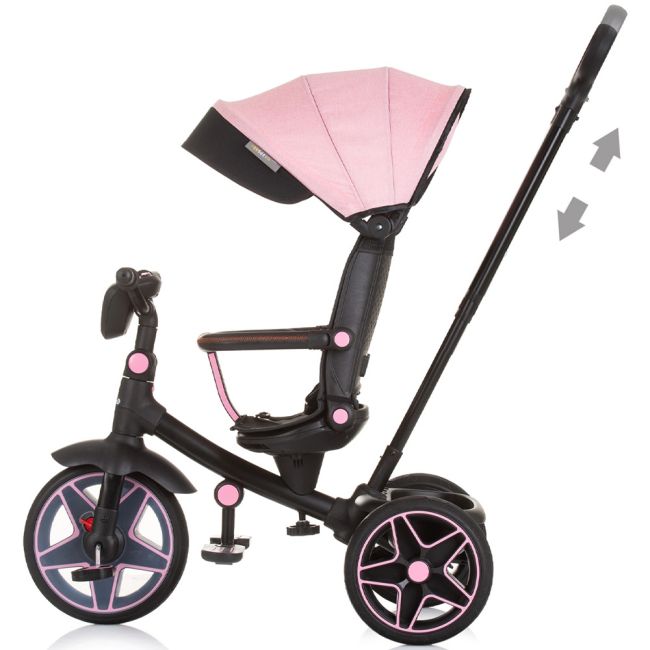 Tricicleta cu copertina si sezut reversibil chipolino derby flamingo hubtrkdr02404fl