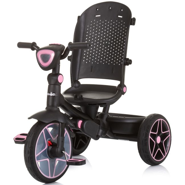 Tricicleta cu copertina si sezut reversibil chipolino derby flamingo hubtrkdr02404fl