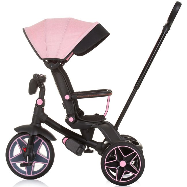 Tricicleta cu copertina si sezut reversibil chipolino derby flamingo hubtrkdr02404fl
