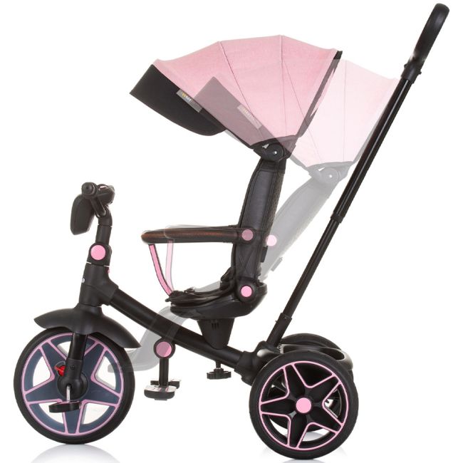 Tricicleta cu copertina si sezut reversibil chipolino derby flamingo hubtrkdr02404fl