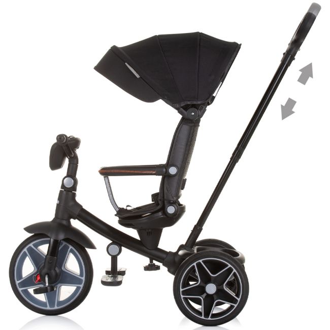 Tricicleta cu copertina si sezut reversibil chipolino derby obsidian hubtrkdr02401ob