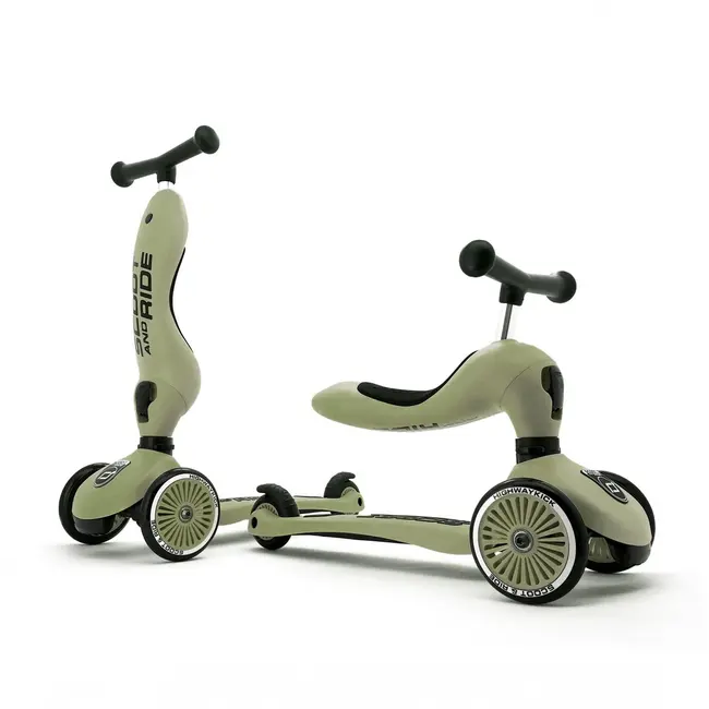 Trotineta Copii Cu Sezut, Transformabila 2in1, Highwaykick 1 Olive, 1-5 Ani, Pana La 50 Kg, Scoot  Ride Pjb160629