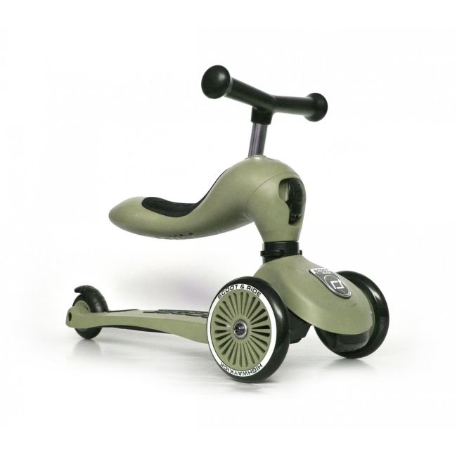 Trotineta Copii Cu Sezut, Transformabila 2in1, Highwaykick 1 Olive, 1-5 Ani, Pana La 50 Kg, Scoot  Ride Pjb160629