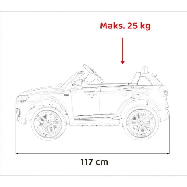 Masinuta electrica cu telecomanda audi q7 new lift, roti eva, scaun tapitat, 117x67x54 cm, putere 70w - rosu edeedipa.hl678.cr