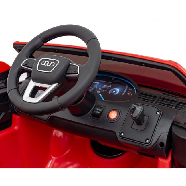 Masinuta electrica cu telecomanda audi q7 new lift, roti eva, scaun tapitat, 117x67x54 cm, putere 70w - rosu edeedipa.hl678.cr