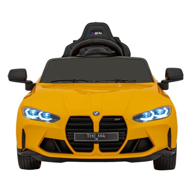 Masinuta electrica cu telecomanda bmw m4, roti eva, scaun tapitat, 112x71x46 cm, putere 70w - galben edeedipa.sx2418.zol