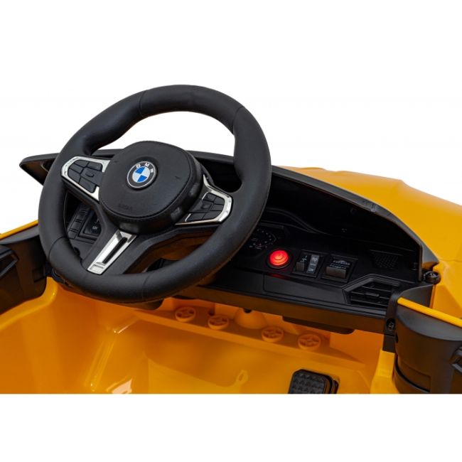 Masinuta electrica cu telecomanda bmw m4, roti eva, scaun tapitat, 112x71x46 cm, putere 70w - galben edeedipa.sx2418.zol