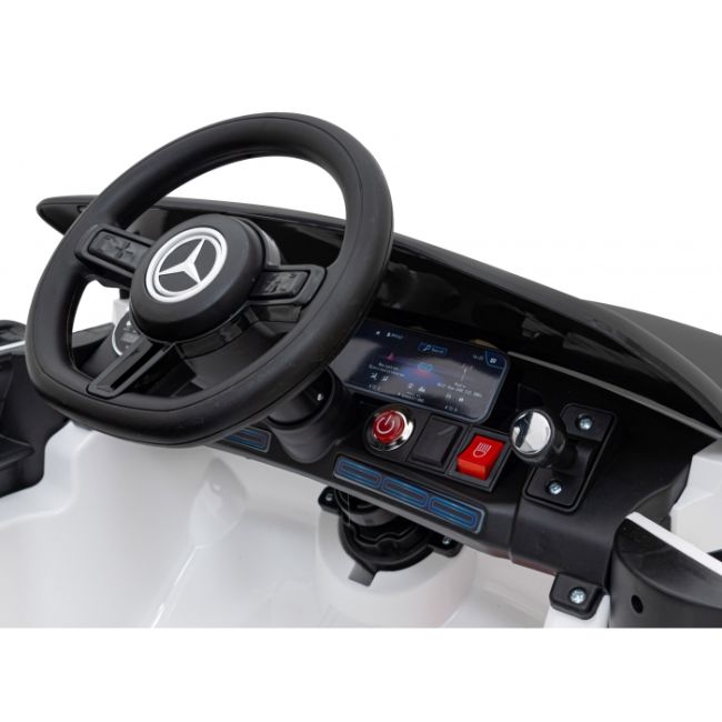 Masinuta electrica cu telecomanda mercedes benz amg eqa, roti eva, scaun tapitat, 101x69x53 cm, putere 70w - alb edeedipa.qy2288.bia