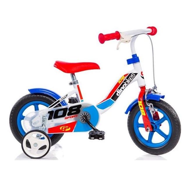 Bicicleta 10'' cu maner pentru parinti 108 Albastru - Dino Bikes BEEDN108FL