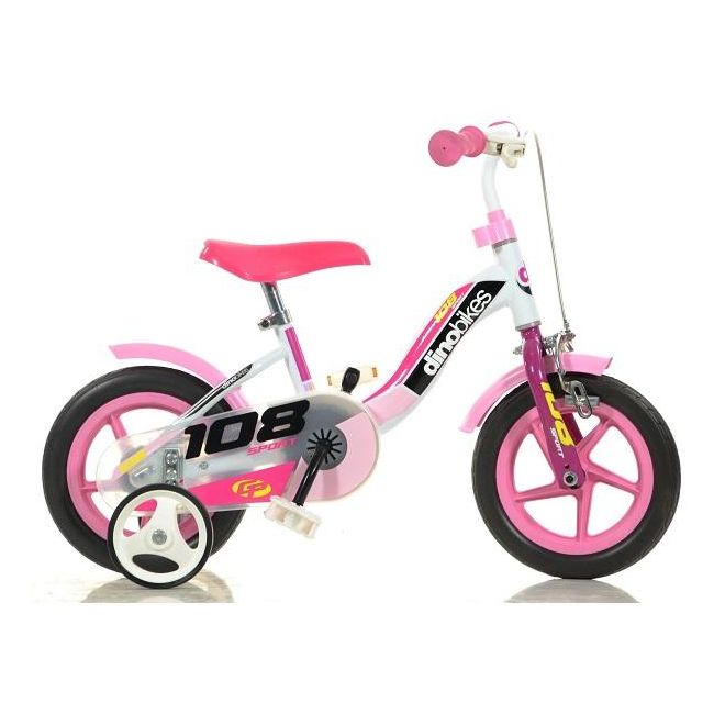 Bicicleta 10'' cu maner pentru parinti 108 Roz - Dino Bikes BEEDN108FL-R