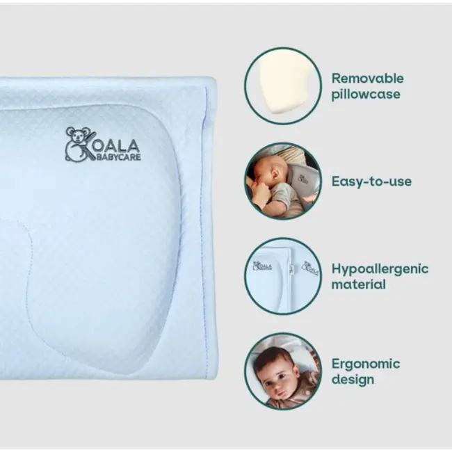 Perna alaptare anti plagiocefalie, cu spuma memory, 2 huse detasabile, certificata in germania, koala perfect head breastfeeding blue lvtk8051938140070