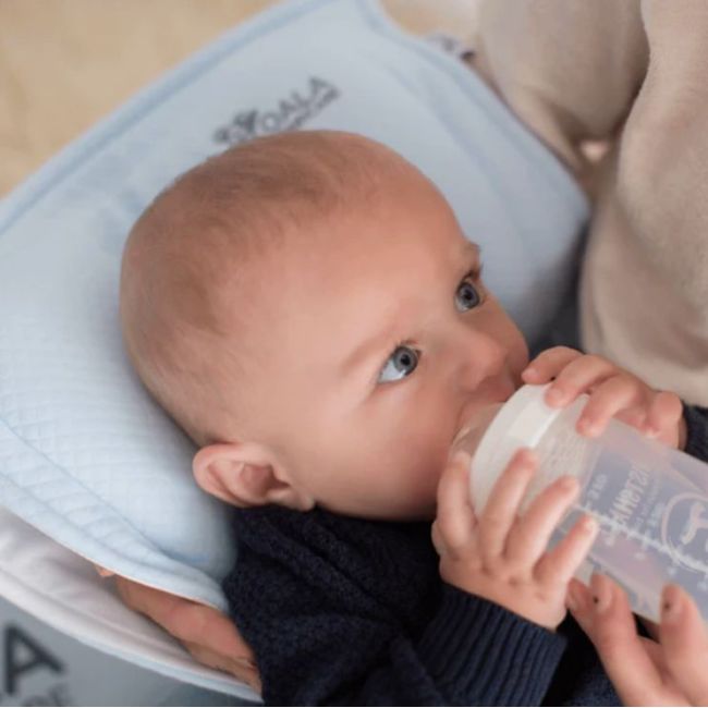 Perna alaptare anti plagiocefalie, cu spuma memory, 2 huse detasabile, certificata in germania, koala perfect head breastfeeding blue lvtk8051938140070