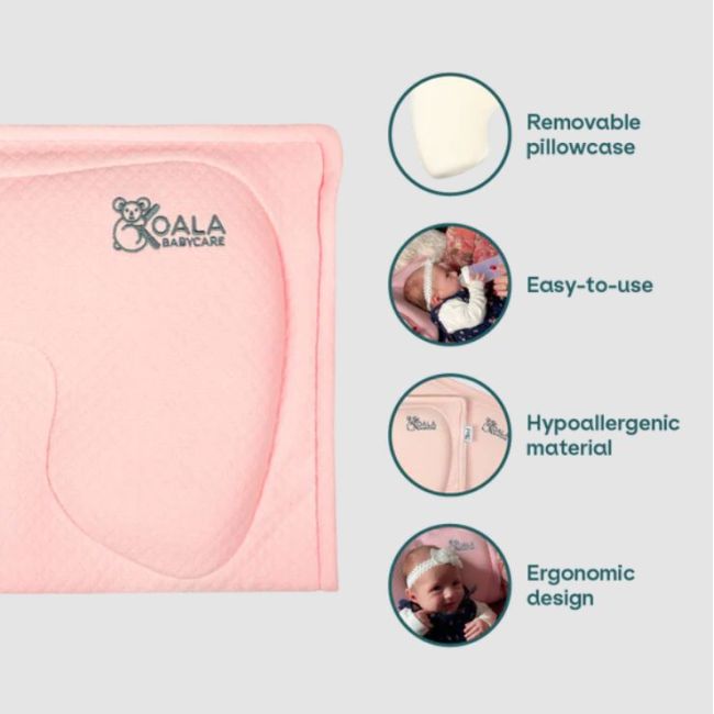 Perna alaptare anti plagiocefalie, cu spuma memory, 2 huse detasabile, certificata in germania, koala perfect head breastfeeding pink lvtk8051938140087
