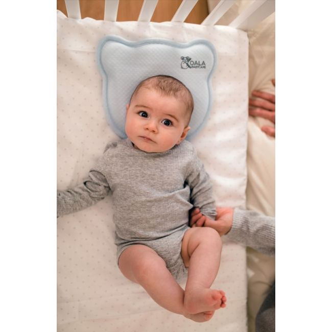Perna bebelusi anti plagiocefalie 0-12 luni, forma ergonomica cu spuma memory, 2 huse detasabile, certificata in germania, koala perfect head blue lvtk8051938140018