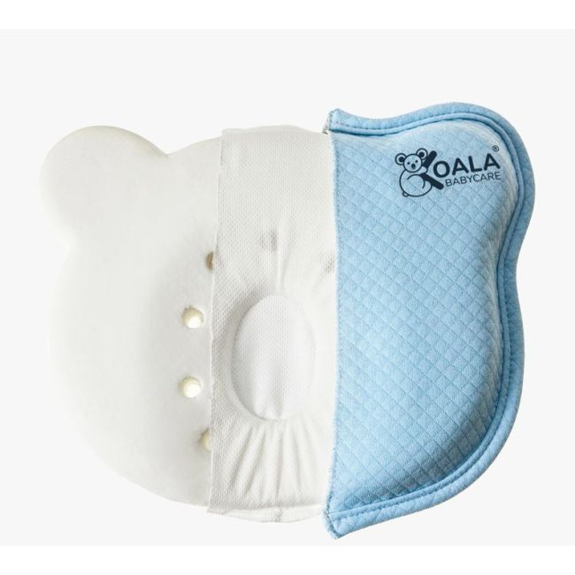 Perna bebelusi anti plagiocefalie 0-12 luni, forma ergonomica cu spuma memory, 2 huse detasabile, certificata in germania, koala perfect head blue lvtk8051938140018