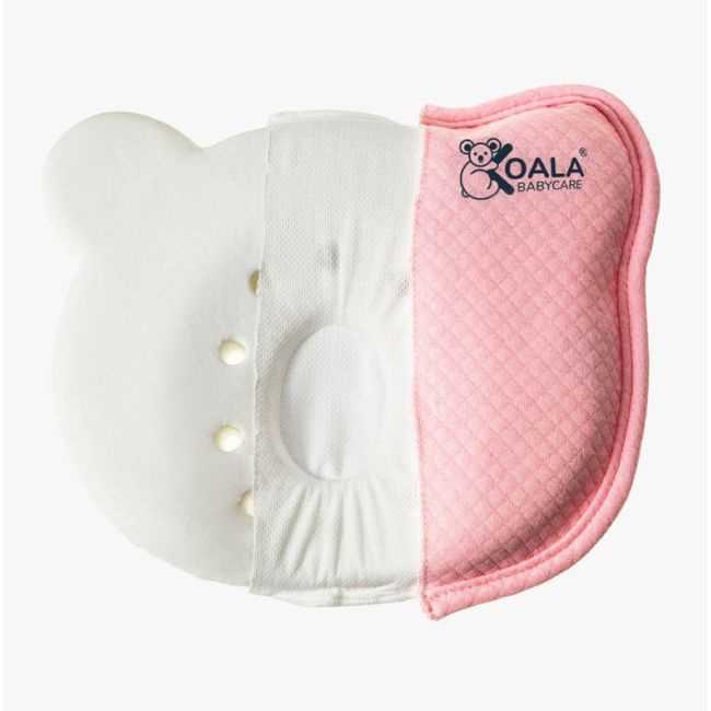 Perna bebelusi anti plagiocefalie 0-12 luni, forma ergonomica cu spuma memory, 2 huse detasabile, certificata in germania, koala perfect head pink lvtk8051938140025