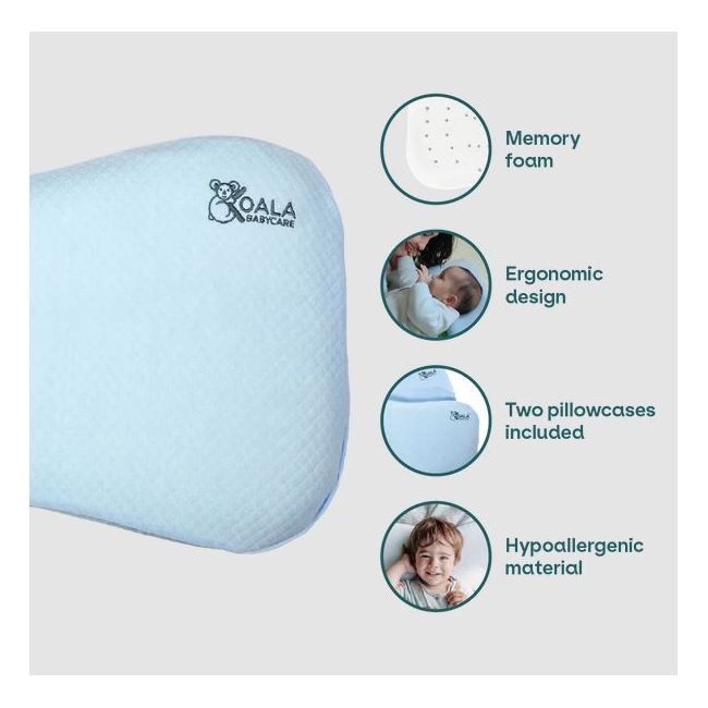 Perna bebelusi anti plagiocefalie 0-36 luni, forma ergonomica cu spuma memory, 2 huse detasabile, certificata in germania, koala perfect head maxi blue lvtk8051938140049