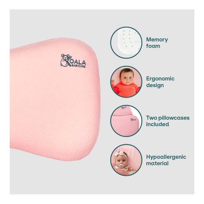 Perna bebelusi anti plagiocefalie 0-36 luni, forma ergonomica cu spuma memory, 2 huse detasabile, certificata in germania, koala perfect head maxi pink lvtk8051938140056