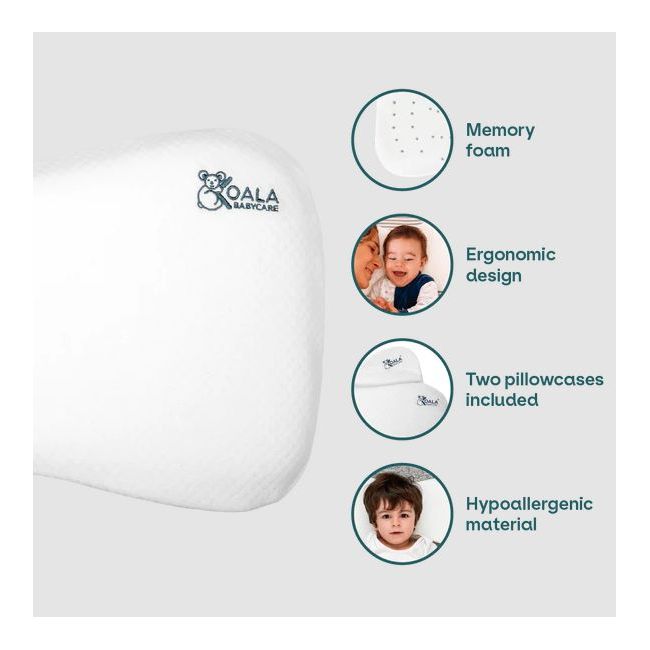 Perna bebelusi anti plagiocefalie 0-36 luni, forma ergonomica cu spuma memory, 2 huse detasabile, certificata in germania, koala perfect head maxi white lvtk8051938140032