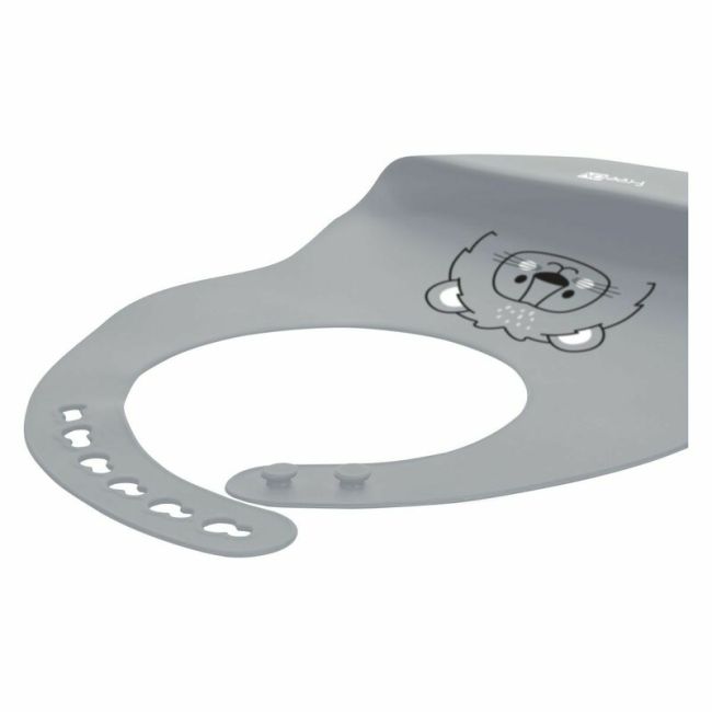 Baveta, FreeON, Moale, Din silicon, Fara BPA, Cu buzunar, 31 x 24 cm, Lion Grey BYN49430