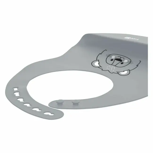 Baveta, FreeON, Moale, Din silicon, Fara BPA, Cu buzunar, 31 x 24 cm, Lion Grey BYN49430