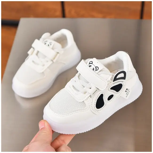 Adidasi albi cu luminite - panda mba-223-2-c