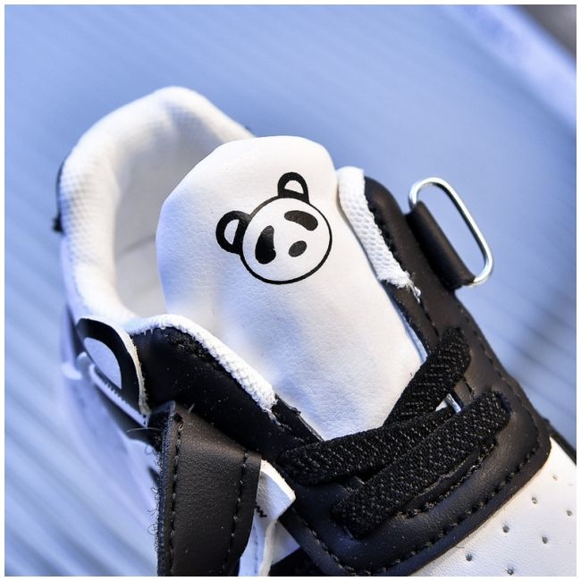 Adidasi albi cu negru cu luminite - panda mda-223-1-c