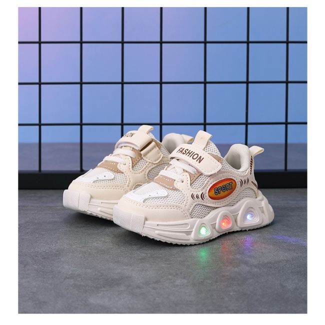 Adidasi ivoire cu insertii crem cu luminite - sport mdc22-3-c