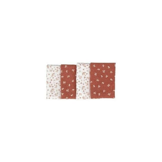Set 4 lavete, Bubaba, Din muselina, Dimensiune 40x40 cm, Pentru spalarea si ingrijirea fetei si a corpului bebelusului dupa masa sau baita, Pink BYN84515