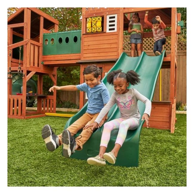 Complex de joaca din lemn odyssey cu 3 tobogane si leagane 2 in 1 kidkraft - okekkf29410e