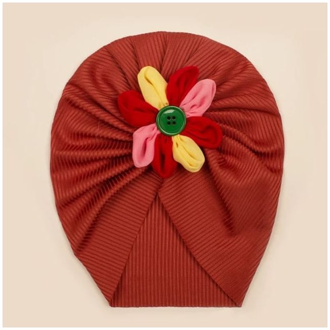 Caciulita tip turban cu floricica multicolora md23107-ct7