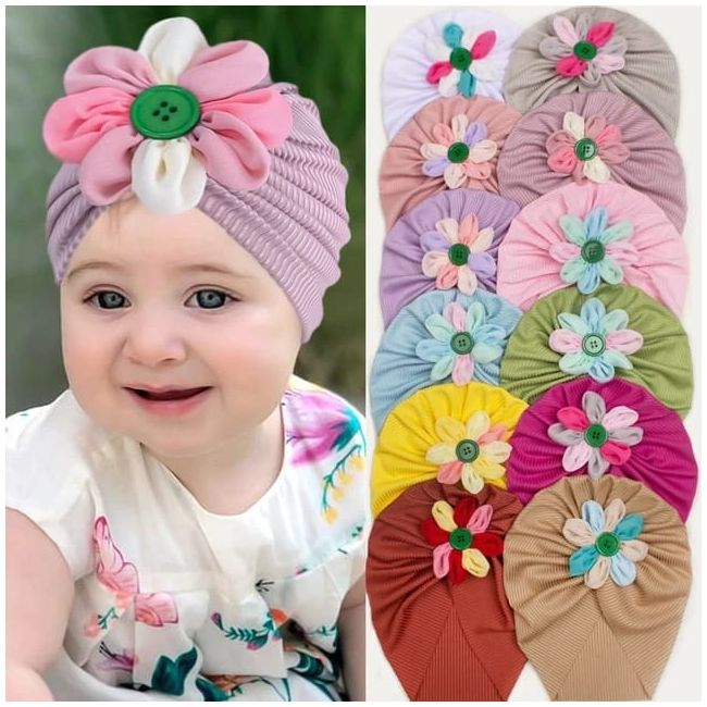 Caciulita tip turban cu floricica multicolora md23107-ct7