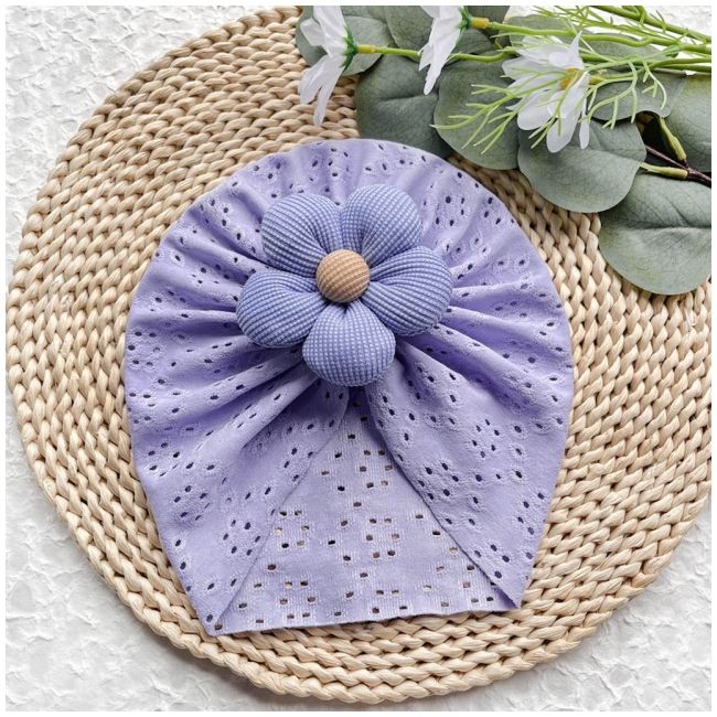 Caciulita tip turban cu model ajurat si floare aplicata mdj0034-cd