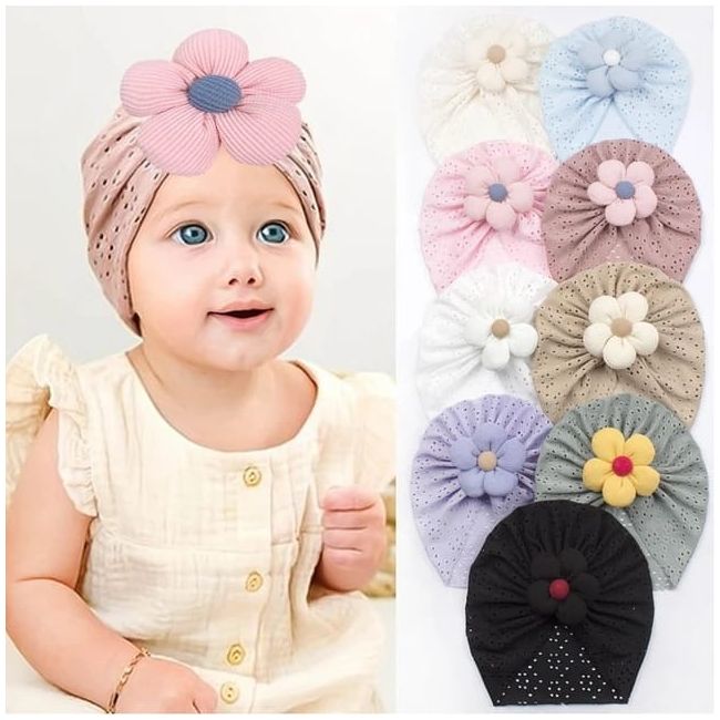 Caciulita tip turban cu model ajurat si floare aplicata mdj0034-cd