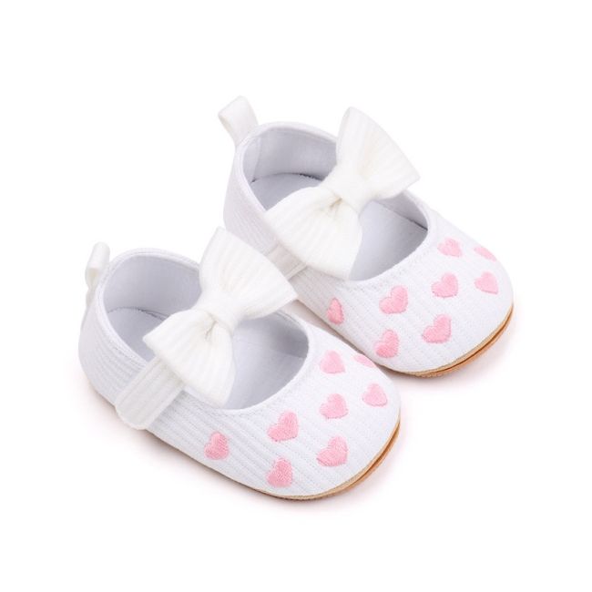 Pantofiori albi cu inimioare roz mbbls3076-4-p01