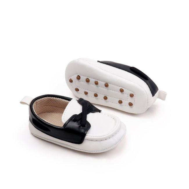Pantofiori albi cu negru tip mocasini csbbw3230-2-p24