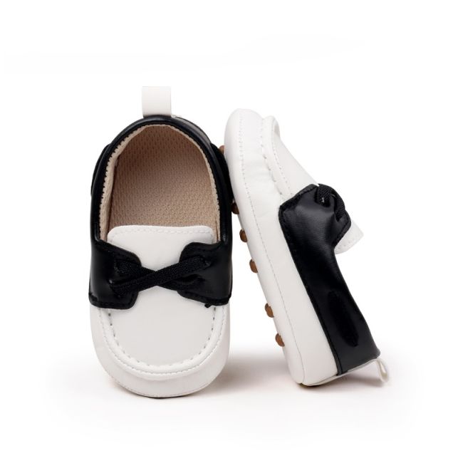 Pantofiori albi cu negru tip mocasini csbbw3230-2-p24