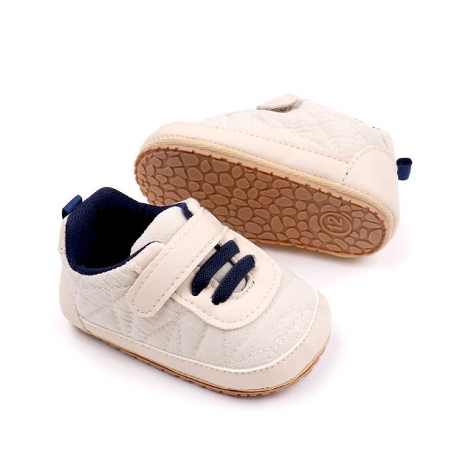 Pantofiori crem cu sireturi bleumarine pentru baietei mdbnb3102-1-p3